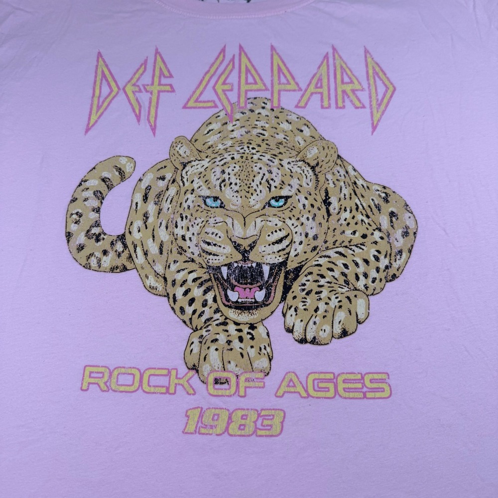 Def Leppard Rock of Ages 1983 Graphic T-Shirt Pink Mens XL Cotton Band Tee
